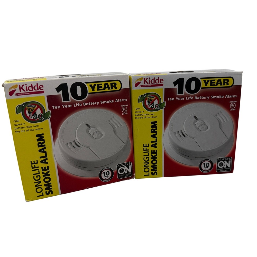 Kidde Smoke Alarm 2-Pack White 10 Year Sealed Lithium Battery Ionization Sensor